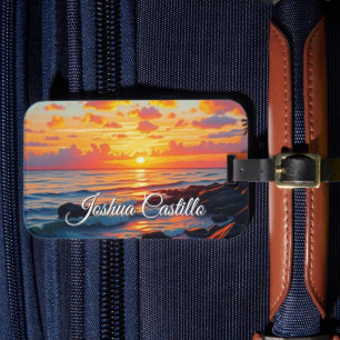 Hawaii Sunset Calligraphy Simple Professional Name Luggage Tag