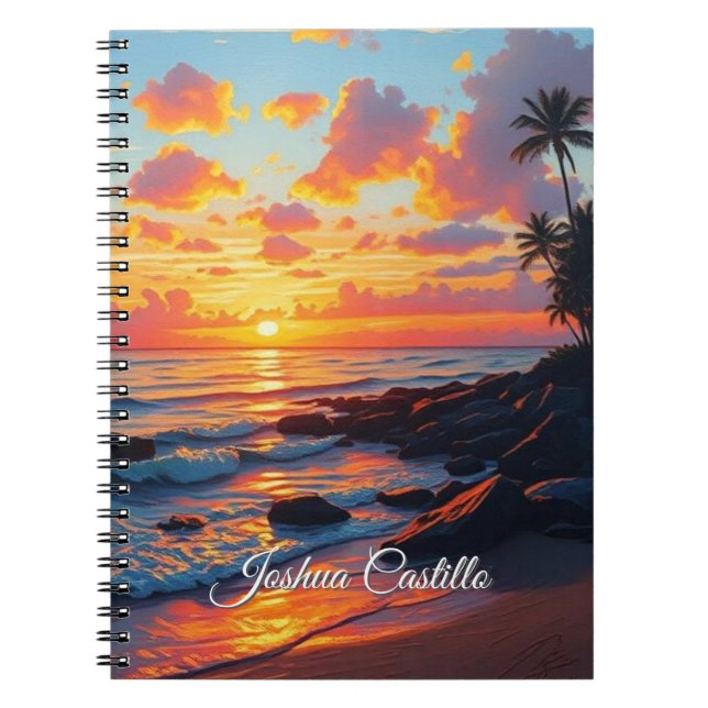 Hawaii Sunset Calligraphy Simple Professional Name Notebook (Front)