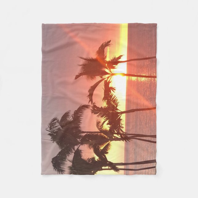 Hawaii Sunset Designed Fleece Blanket (Front)