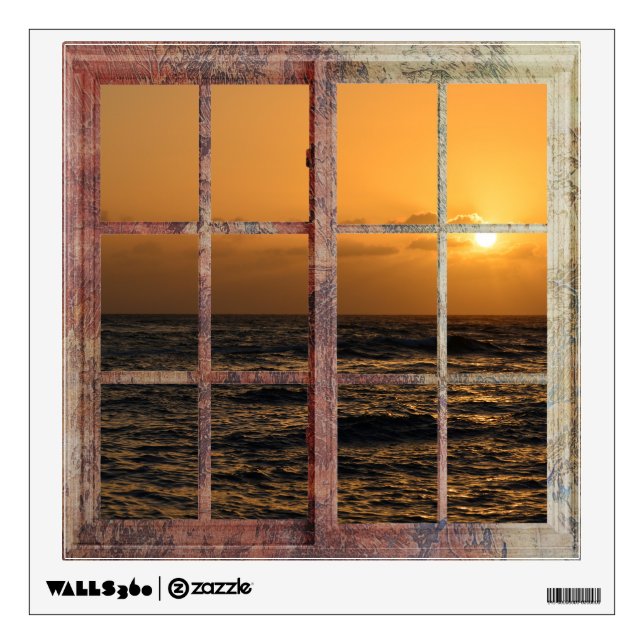 Hawaii Sunset in a Window Wall Sticker (Front)