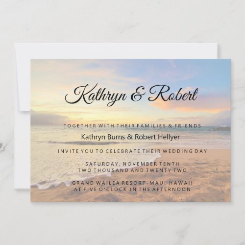 Hawaii Sunset on the Beach Wedding Invitation