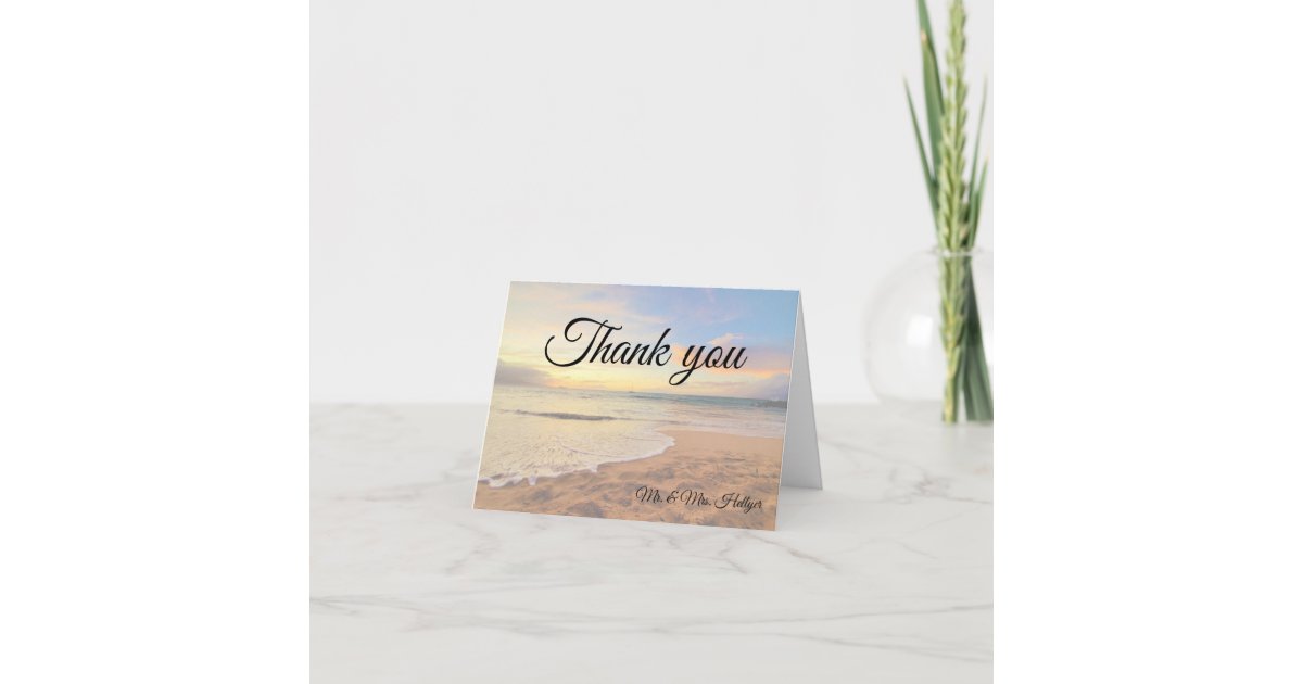 Hawaii Sunset on the Beach Wedding Thank You Card | Zazzle