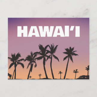 Hawaii Sunset Palm Tree Gradient Sky Postcard