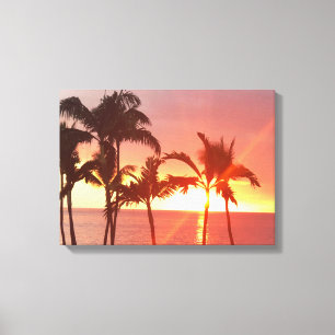 Hawaii Sunset Photo Designed Stretched Canvas Print
