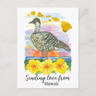 Hawaii Sunset Sending Love Nene Ocean  Postcard
