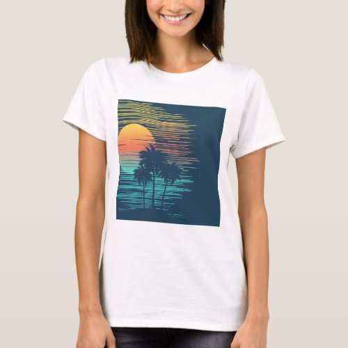 Hawaii Sunset Sunrise Graphic Topical Rainforest T_Shirt
