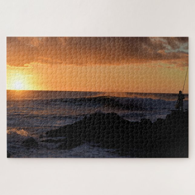 Hawaii Sunset Surf Fishing - 20x30 - 1014 pcs. Jigsaw Puzzle (Horizontal)