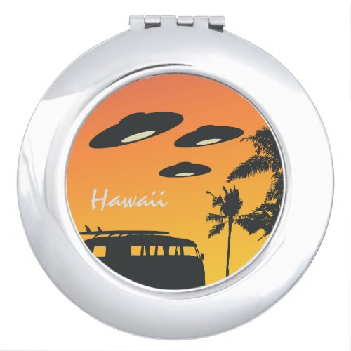 Hawaii Sunset Surf UFO Compact Mirror