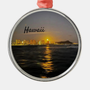 Hawaii Supermoon Sunset Cruise Moon Metal Ornament