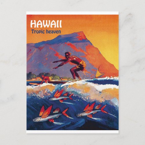 Hawaii surf tropic heavenvintage travel postcard