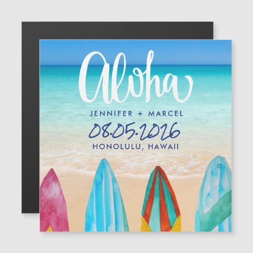Hawaii Surfboard Aloha Beach Wedding Save the Date