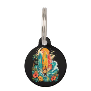 Hawaii Surfboard Wave Beach Surfer Vintage Pet ID Tag