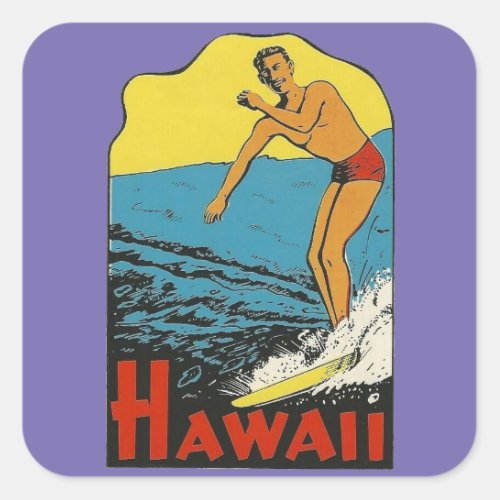 Hawaii Surfer _ Vintage Style Travel  Stickers