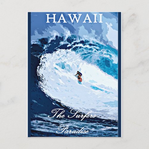 Hawaii Surfers Paradise vintage travel poster Postcard