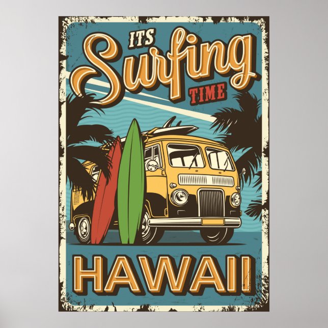 Hawaii Surfing Poster (Front)