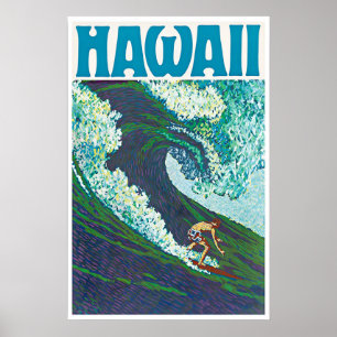 Hawaii Surfing Poster Hawaiian Painting Travel Art