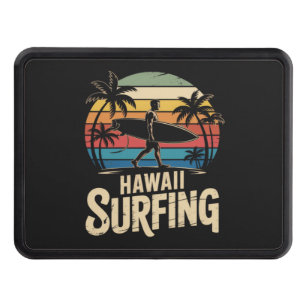Hawaii Surfing Retro - Vintage Sunset Beach Surfer Hitch Cover
