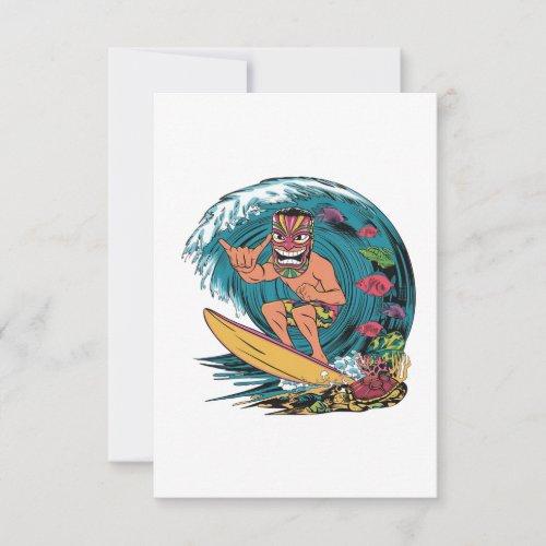 Hawaii surfing vintage colorful badge with man in  thank you card