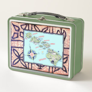 Hawaii Tapa Metal Lunch Box
