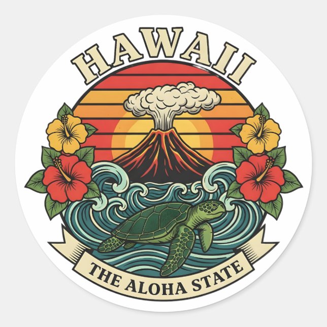 Hawaii: The Aloha State Classic Round Sticker (Front)