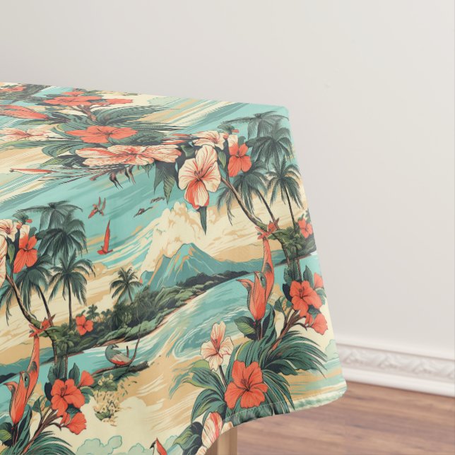 Hawaii Theme Beach Party Tablecloth  (In Situ)