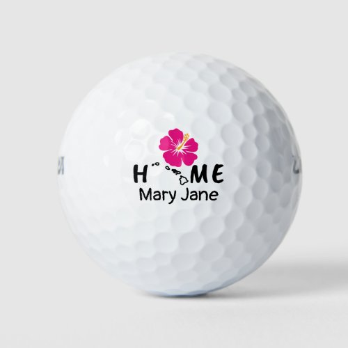 Hawaii theme with map  with Hibiscus flower  Golf  Golf Balls