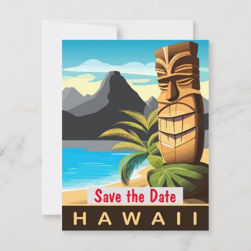 Hawaii Tiki Beach Vintage Save The Date