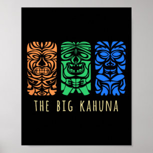 Hawaii Tiki Polynesian Big Kahuna Surfer Retro Haw Poster