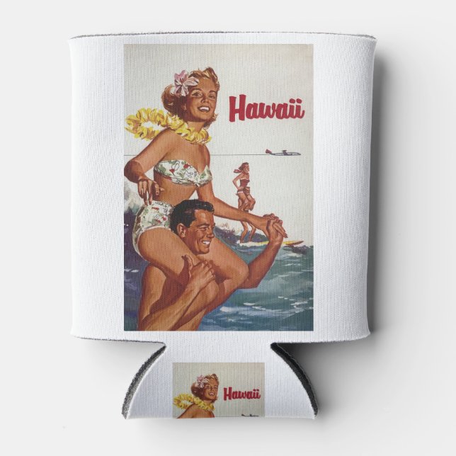 Hawaii Travel Art Can Cooler (Front)
