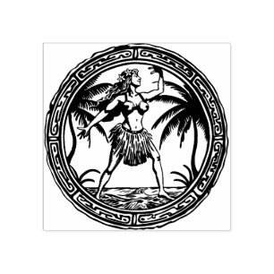 Hawaii Travel Hula Dancer Rubber Stamp