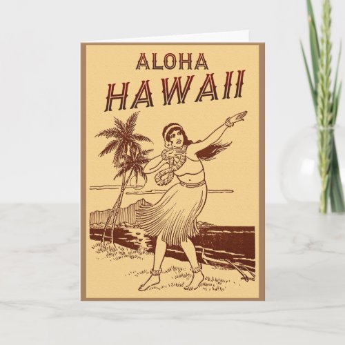 Hawaii Travel Hula Girl  Card