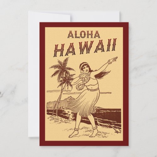 Hawaii Travel Hula Girl  Flat Card 