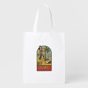 Hawaii Travel Hula Girl Grocery Bag