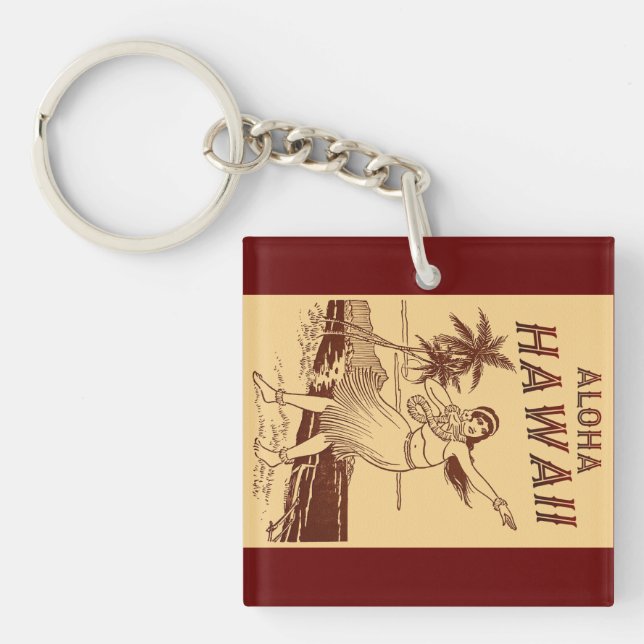 Hawaii Travel Hula Girl   Keychain (Front)