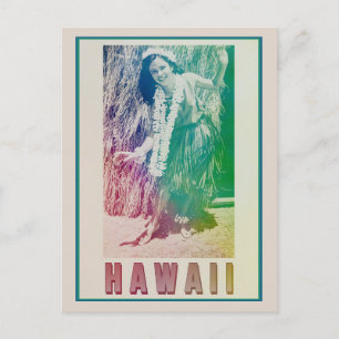 Hawaii Travel Hula Girl Postcard 