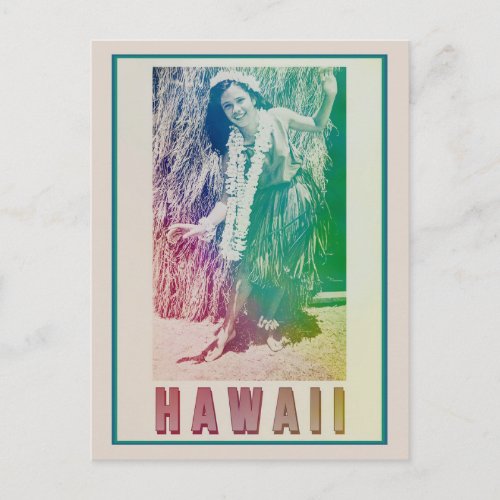 Hawaii Travel Hula Girl Postcard 