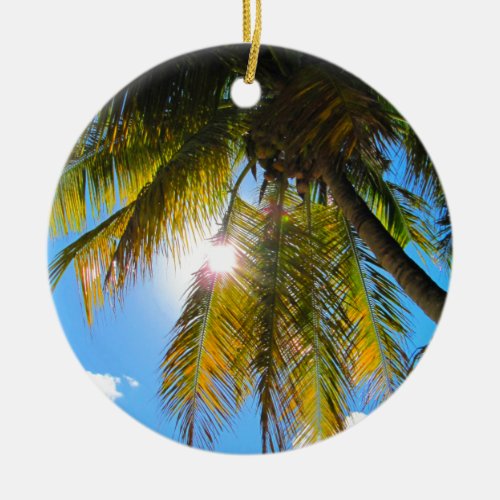 Hawaii Travel Palm Tree Ceramic Ornament