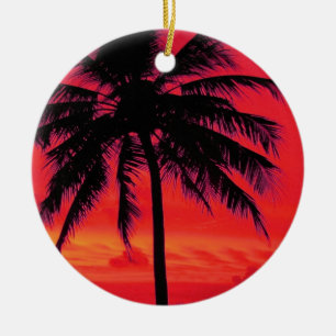 Hawaii Travel Palm Tree Ceramic Ornament