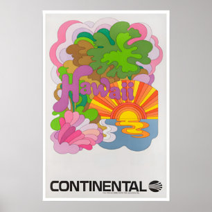Hawaii Travel Poster Hawaiian Art Continental