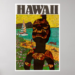 Hawaii Travel Poster Hawaiian Art Kiʻi Print