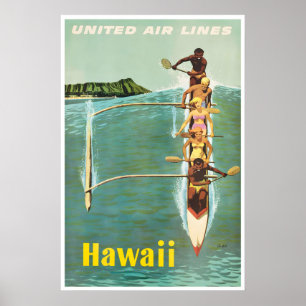 Hawaii Travel Poster Hawaiian Surfing Print Stan