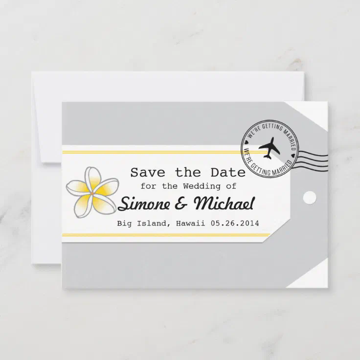Hawaii travel theme Luggage Tag Save the Date | Zazzle
