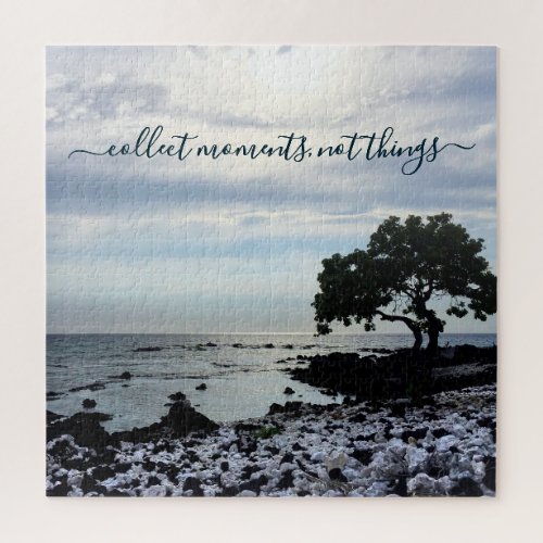 Hawaii Tree Silhouette Beach Collect Moments Quote Jigsaw Puzzle