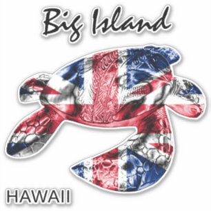 Hawaii Tribal Honu HIFlag Sticker