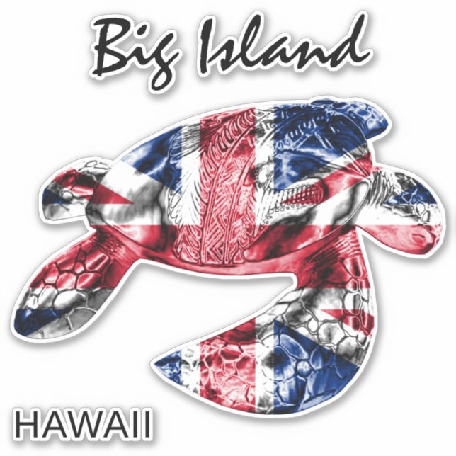 Hawaii Tribal Honu HIFlag Sticker (Front)