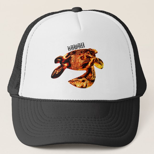 Hawaii Tribal Honu Lava Trucker Hat (Front)