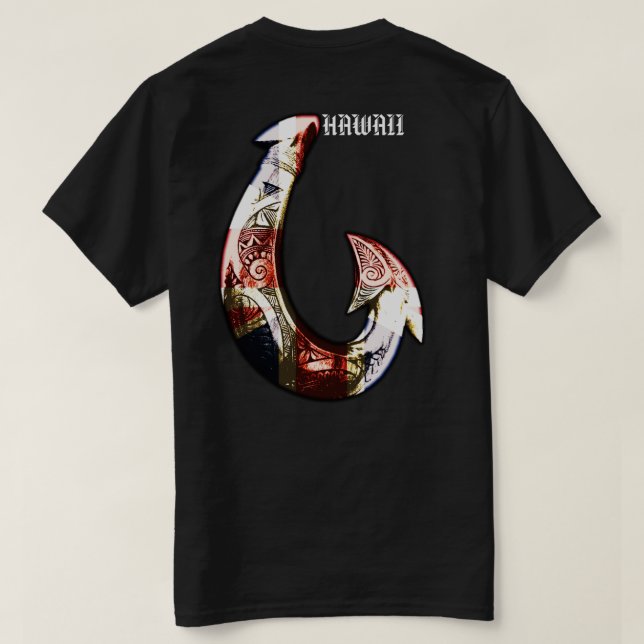 Hawaii Tribal Hook HIFlag T-Shirt (Design Back)