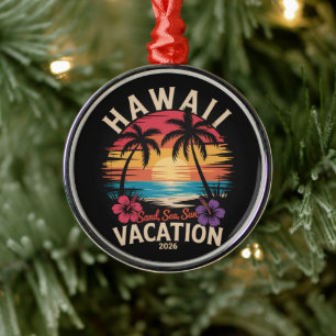 Hawaii Trip 2026 Summer Vacation Beach Metal Ornament