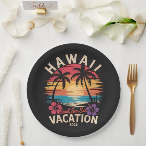 Hawaii Trip 2026 Summer Vacation Beach Paper Plates