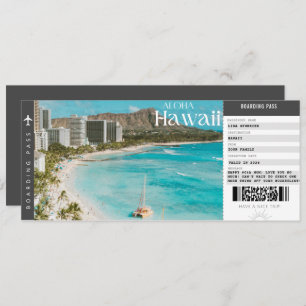 Hawaii Trip Boarding Pass Travel Vacation Ticket Invitation